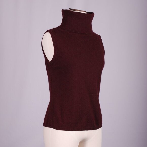 EUC Burberry Sleeveless Turtleneck Cashmere Sweater, Sz - Lg - Picture 1 of 6
